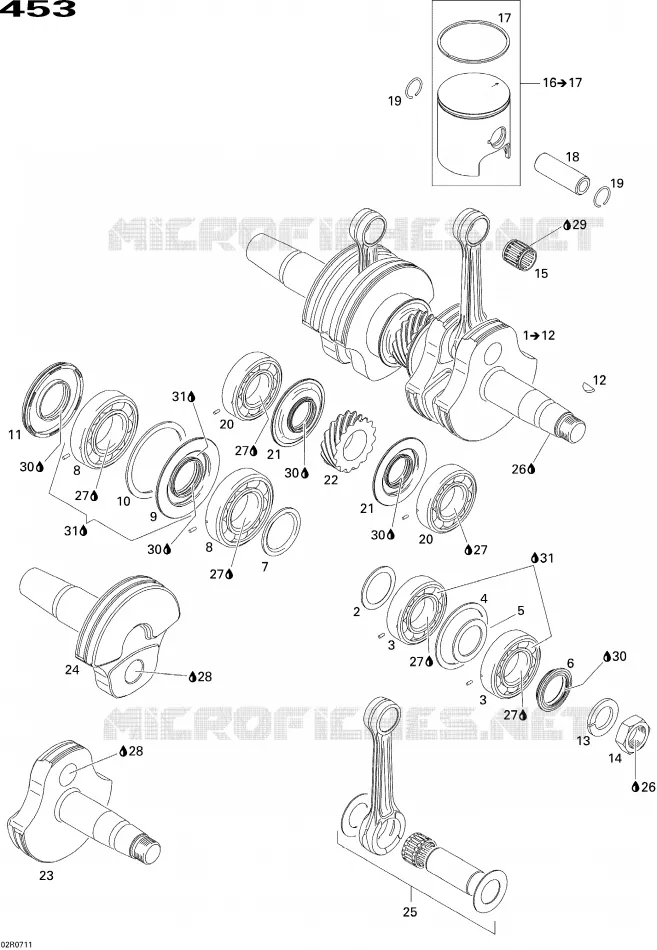 01- VILEBREQUIN ET PISTONS - 850 EFI