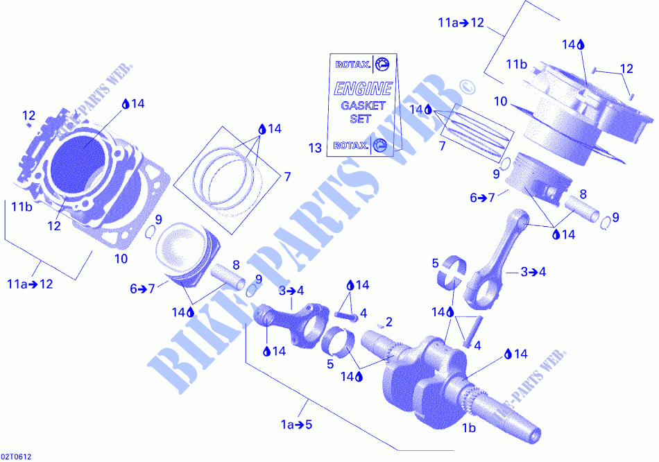 Albero motore, pistone e cilindro per Can-Am OUTLANDER XT 650 2006