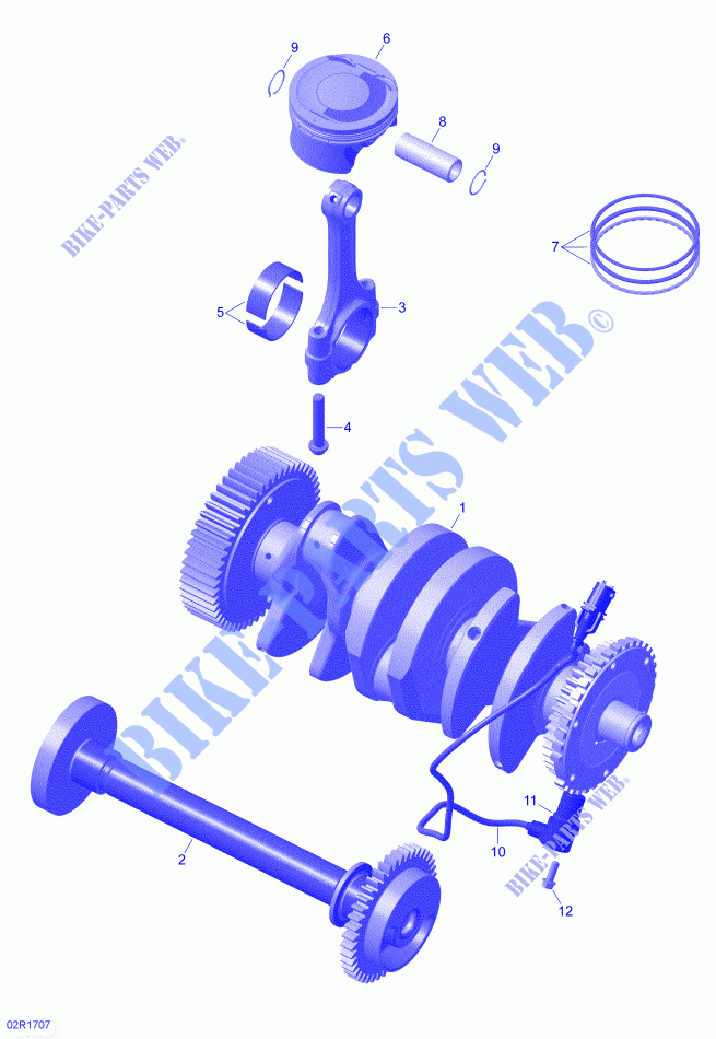 Albero motore, pistoni e albero di equilibratura per Can-Am SPYDER F3 LIMITED CHROME EDITION (BUILT AFTER 09/2020) 2021