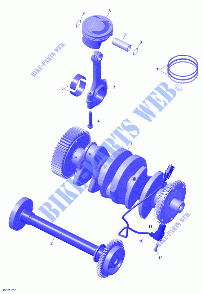 Albero motore, pistoni e albero di equilibratura per Can-Am SPYDER RT LIMITED SE6 CHROME EDITION 2020