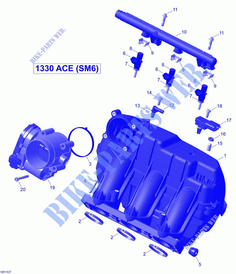 Collettore di aspirazione e corpo farfallato per Can-Am SPYDER F3 S SM6 2015