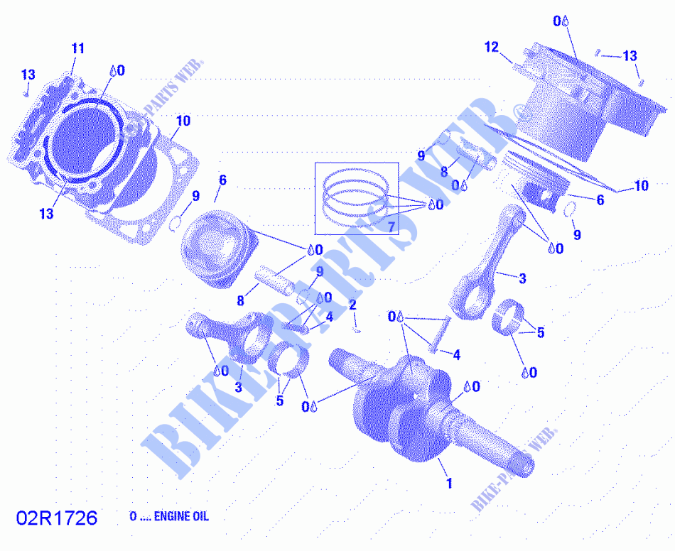 Albero motore, pistone e cilindro per Can-Am TRAXTER MAX HD8 2020