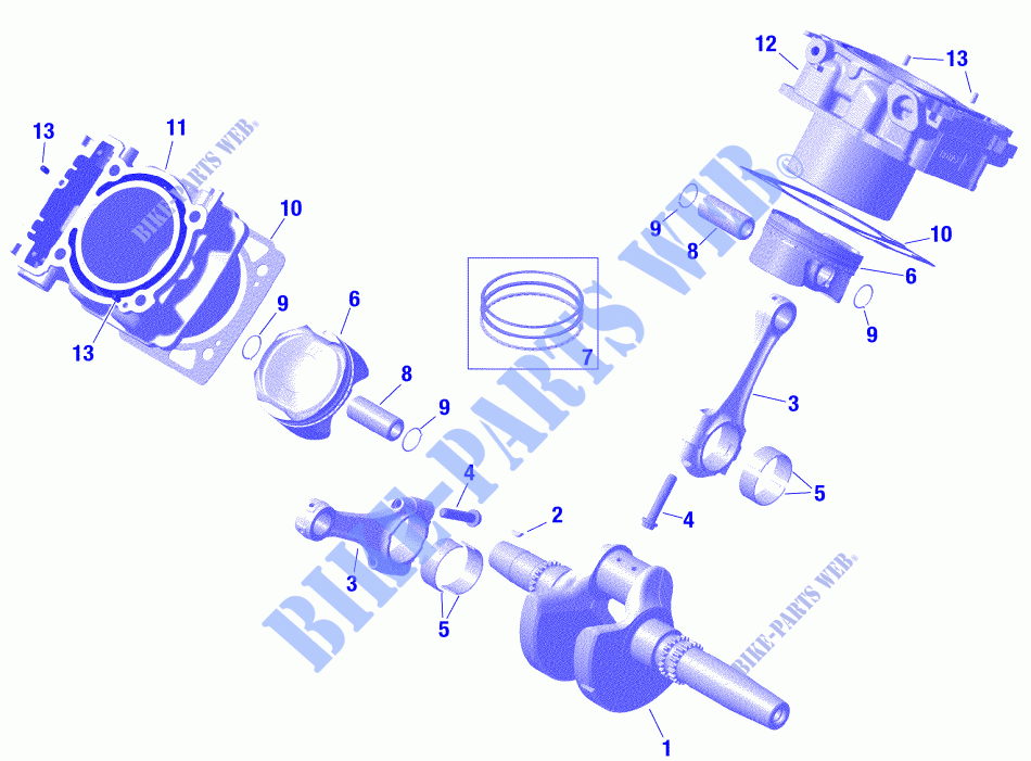 Motore   Albero motore, pistone e cilindro per Can-Am DEFENDER XT HD10 2020