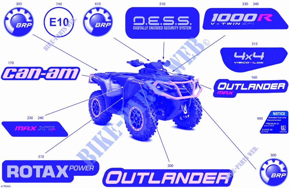 07  Body   Feature Decals per Can-Am Outlander MAX XT-P 1000R EFI 4X4 2024